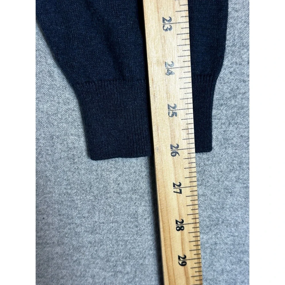 Paul Fredrick Silk Cashmere Sweater Mens L Navy Blue Cotton 1/4 Zip